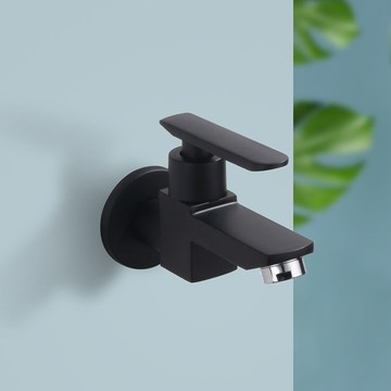 🔥新品特價中🔥衛生間拖把池水龍頭 入牆單冷衛浴小龍頭全銅 快開龍頭 4分水嘴黑色