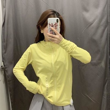 輕薄透氣皮膚衣連帽開衫黃色防曬衣女士防紫外線速干服外套防曬服