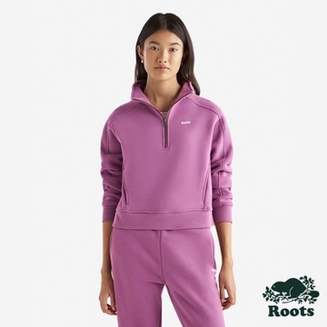 Roots女裝- CLOUD FLEECE 1/4 ZIP上衣-紫色