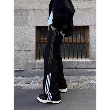 傳奇商行legend原創休閑百搭四季條紋拼接情侶寬松男女潮運動褲子