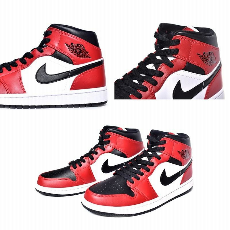 NIKE AIR JORDAN 1 MID CHICAGO BLACK TOE ナイキ エア ジョーダン 1 ミッド ハイカットスニーカー ( 赤  白 黒 シカゴ 554724-069 ) | LINEショッピング