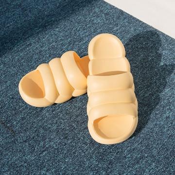 療癒點 馬卡龍胖卡龍雲朵靜音室內拖鞋  1雙  黃色  250~255mm