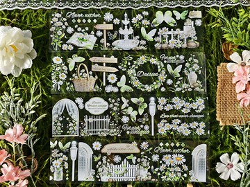 春日甘露 OKMT新七天流麻咕卡造景貼紙PET手帳手賬膠帶貝殼光工藝