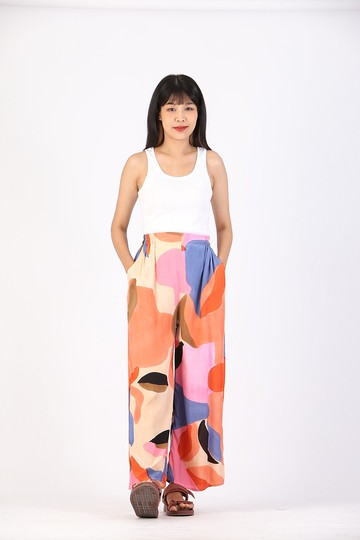 Long Pant Cotton Rayon Hand Paint Free Size For Summer Beach