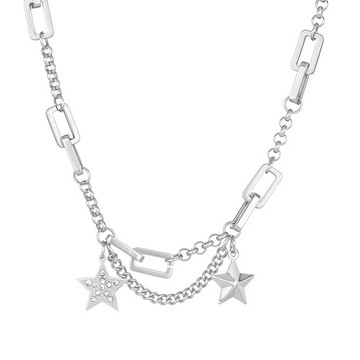 《316小舖》今天特價【F577】(優質鈦鋼項鍊-五角星鑲鑽項鍊/女抖音項鍊/網紅項鍊/銀項鍊/女項鍊/鎖骨項鍊/項鏈)