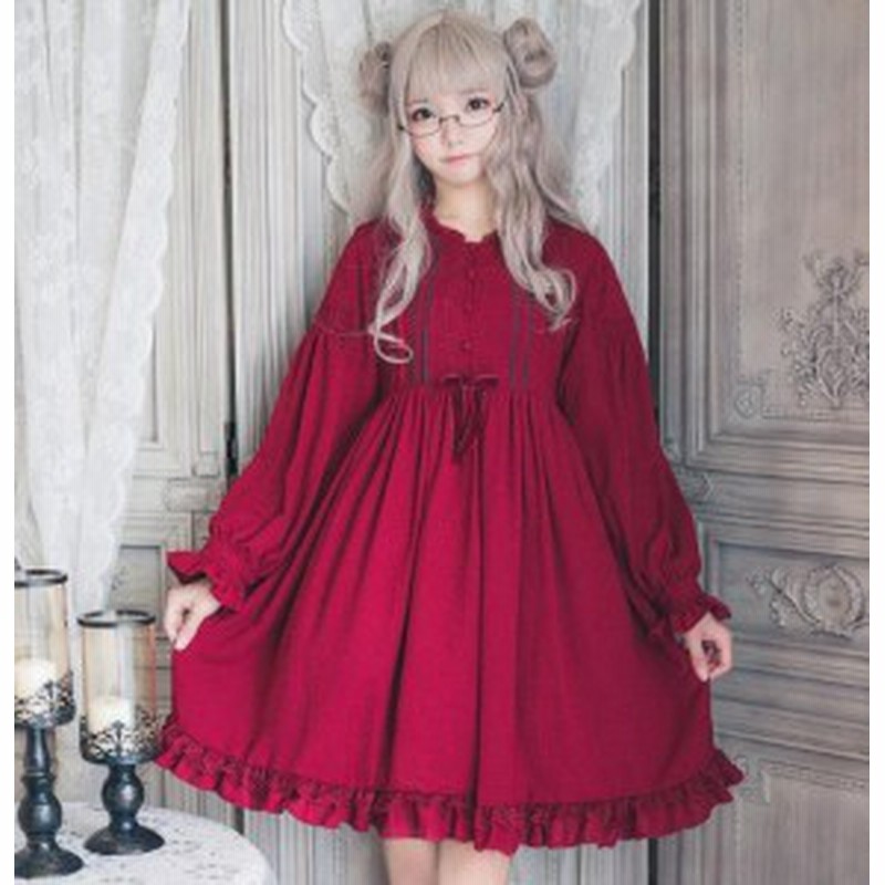 レディース可愛いドレス ロリータ風長袖ワンピース 膝丈ドレス Lolita メイド風エプロン 学園風二次元ドレス 文化祭 イベント ハ 通販 Lineポイント最大1 0 Get Lineショッピング