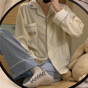 睡衣女長袖春秋冬季韓版甜美學生少女休閑時尚長褲家居服兩件套裝