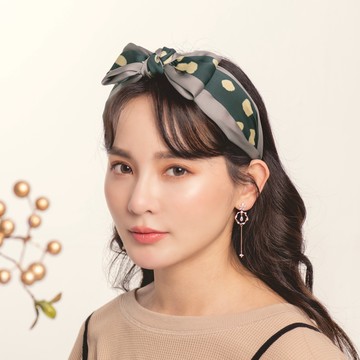 撞色斑紋寬版蝶結髮箍(4色)-H10102