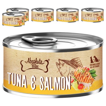 Absolute Bites AB饗食無穀低敏罐  鮪魚 + 鮭魚  80g  6罐