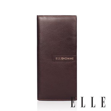 【ELLE HOMME】ELLE時尚真皮長夾(有拉鍊層) 皮夾/男夾(咖啡色)
