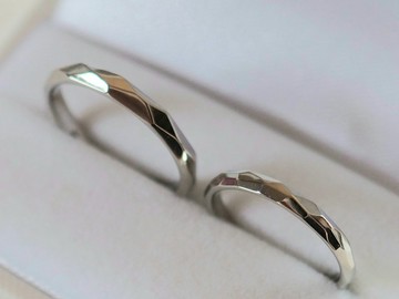 鉑金結婚戒指 多面切割
