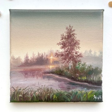 風景畫 原創油畫畫布 森林樹木畫 小山水掛畫 森林油畫小