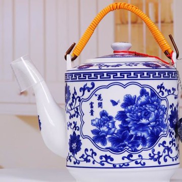 陶瓷水壺大容量陶瓷冷水壺大號青花瓷涼水壺茶壺老式提梁壺