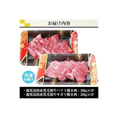 ふるさと納税 No.831 ＜数量限定＞鹿児島県産黒毛和牛焼肉セット(合計400g・ハラミ焼肉200g×1P、サガリ焼肉200g×1P) 鹿児島県日置市