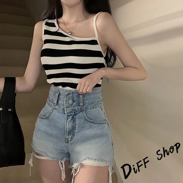 韓版氣質斜肩針織上衣【V415】