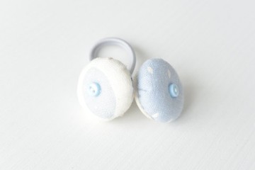 泡泡糖髮束 - 粉藍＆白