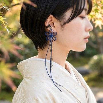 飾結單邊耳骨夾 - ひとあしこつり・透【輕巧日系風】適合浴衣、和服、日常穿搭。