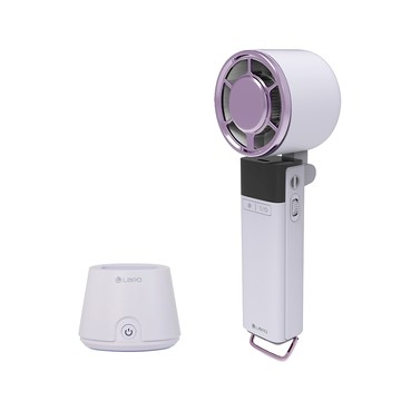 LaPO 沁冷多功能三用風扇-含桌上型充電座 紫色 LF03-PU＋FS-01-PU_廠商直送