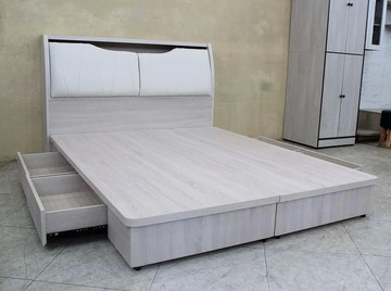 歐風別館莫凡五尺洗白色雙人床頭箱+抽屜床底二usb充電~基隆至台中免運費