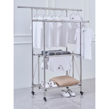 不銹鋼晾衣架落地折疊雙桿式室內外家用陽臺戶外院子涼曬被子神器