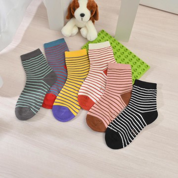純棉親膚童襪-條紋-18-21cm-顏色隨機出貨