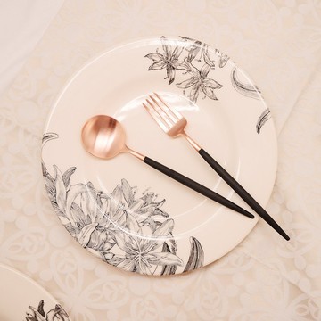 葡萄牙Cutipol GOA黑玫瑰金點心叉匙組