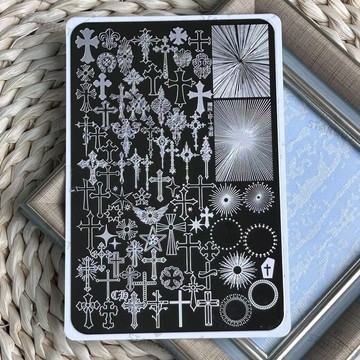 🎀台灣出貨🎀 星塵爆款美甲印花轉印專用鋼板模板十字架指甲圖案美甲轉印鋼板
