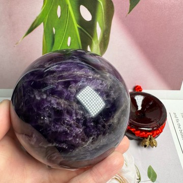 天然水晶 紫水晶球34號825公克直徑8.3公分🔮虎牙紫水晶球 夢幻虎牙紫水晶球 紫水晶 A3053