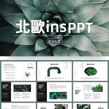 北歐ins風ppt模板復古文藝高端輕奢時尚清新簡約極簡設計感素材