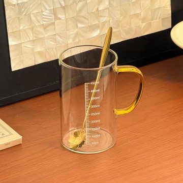 兒童牛奶杯帶刻度杯透明玻璃早餐燕麥杯微波爐可加熱加厚喝奶水杯