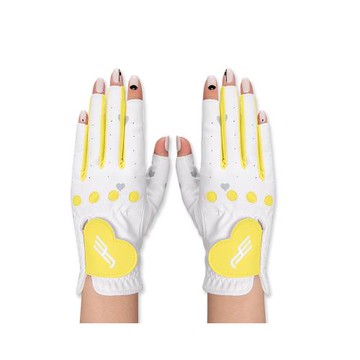 新款PE高爾夫手套女雙手露指防滑可觸屏PU材質運動防曬透氣舒適款