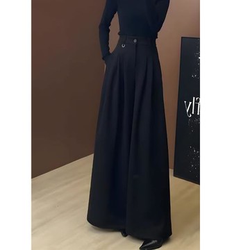 黑色西裝闊腿褲女2025冬季新款韓版通勤風高腰顯瘦百搭休閑西裝褲