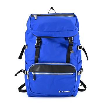 agnes b.HOMME 尼龍雙排扣機能登山後背包（藍）_廠商直送