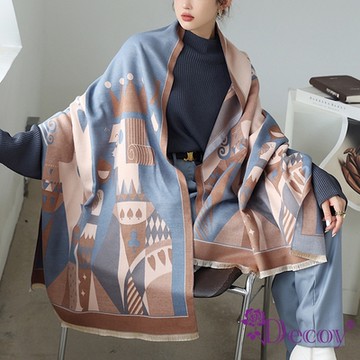 Decoy 摩登撲克 撞色加大流蘇披肩圍巾