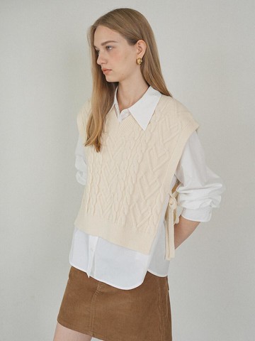 Heart Cable Knit Vest NEK4WV932