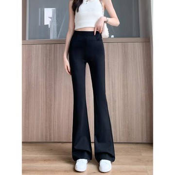 冰絲微喇褲女2025夏季薄款松緊腰顯瘦垂感休閑西裝褲小個子喇叭褲