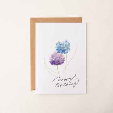 繡球花水彩插畫卡片 花卉植物 祝福卡片 生日賀卡 感謝卡 藝術卡