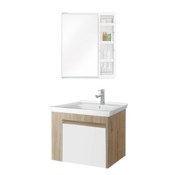 【洗樂適衛浴】60cm不鏽鋼浴櫃組+日式單面鏡櫃套組