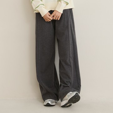 a la sha 蜜桃絨拉鏈口袋寬褲