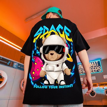 M-8XL 潮牌印花短T 日系 寬鬆 短袖T恤 情侶t 大尺碼 印花t 五分袖 短袖男 男t 男生T恤（D2127）