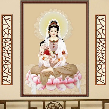 送子觀音印花十字繡新款線繡客廳供奉坐蓮菩薩佛像滿磚鉆石畫