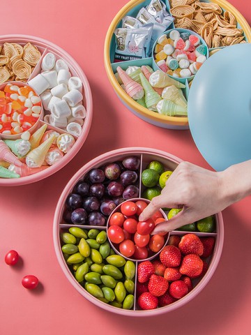 果盤家用客廳茶幾創意密封分格帶蓋干果堅果零食糖果瓜子盤收納盒