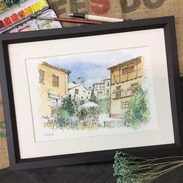 賽哥維亞舊城區/手繪原作/含木框