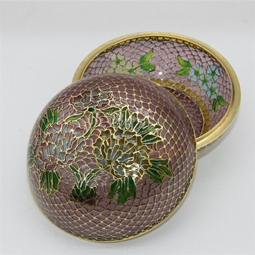 老北京景泰藍粉盒純手r工制作銅胎脫胎透明藍首飾盒庫存老貨擺件