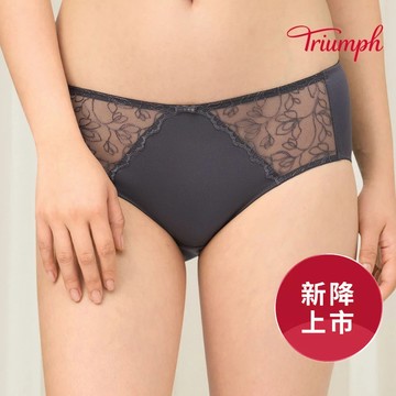 黛安芬- Sculpt Leaf 花葉立體美型中腰平口三角褲 M-EEL 墨黑｜87P2496 7C