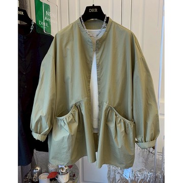 🌟折價券必買🌟中大尺碼 外套 雙口袋襯衫式長袖風衣外套【051866】OCT22｜2色2碼 19LADY〔現貨〕