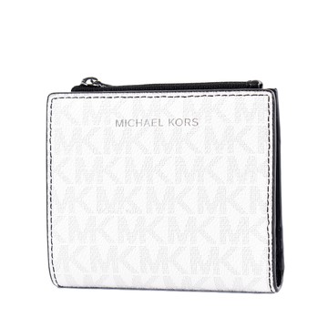 MICHAEL KORS 男款 Cooper 緹花LOGO防刮釦式對開短夾-白色