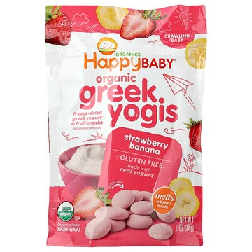Happy Family Organics, Happy Baby®，有機希臘酸乳糖，爬行嬰兒，草莓香蕉味，1 盎司（28 克）