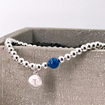 純銀 深藍施華洛珠 S925 自選字母手鍊