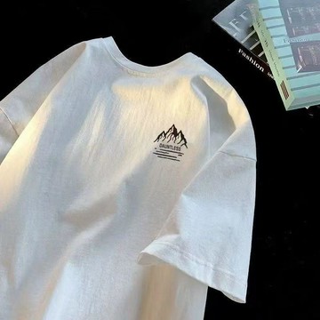 夏季短袖t恤男2026新款五分袖男裝港風潮大媽ins半袖男休閒體恤